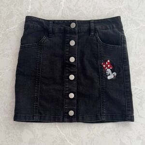 Disney Girls Med‎ Black Jean Skirt Buttons Cotton Stretch